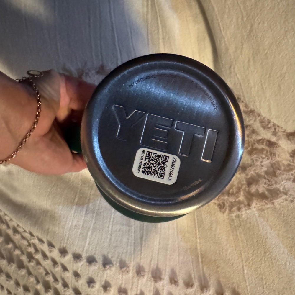 Dark forest green color 35oz Yeti Rambler mug with straw lid - Picture 4 of 5